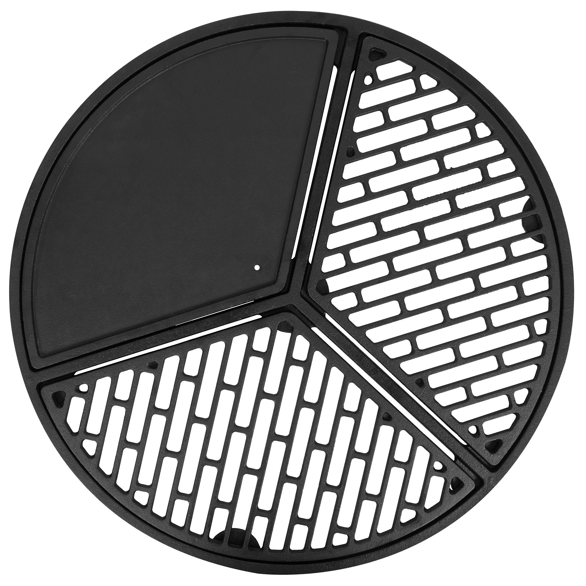 Ensemble plancha, grille 2/3, plaque de cuisson 1/3, Ø 54,5 cm, fonte, pré-culottée