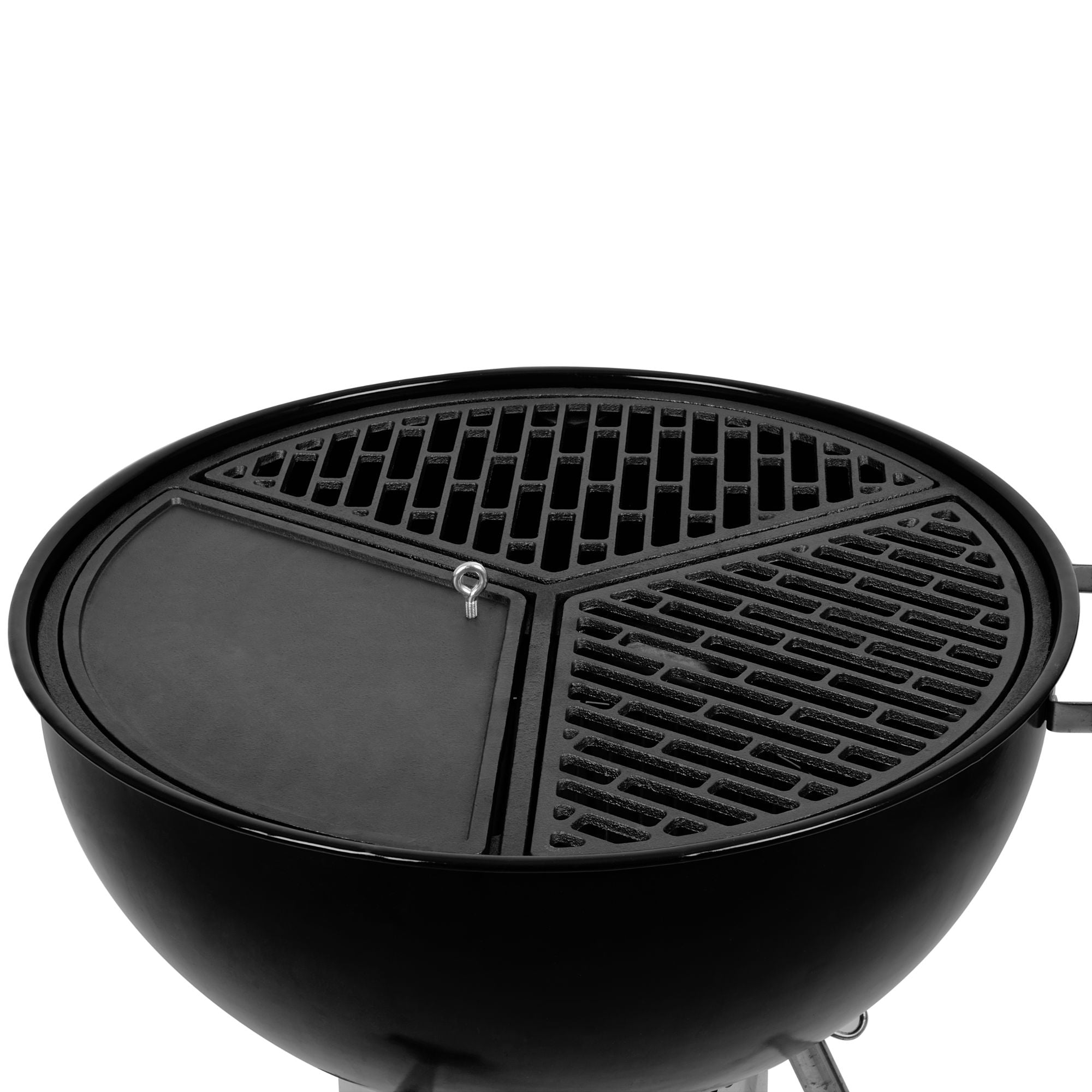 Ensemble plancha, grille 2/3, plaque de cuisson 1/3, Ø 54,5 cm, fonte, pré-culottée