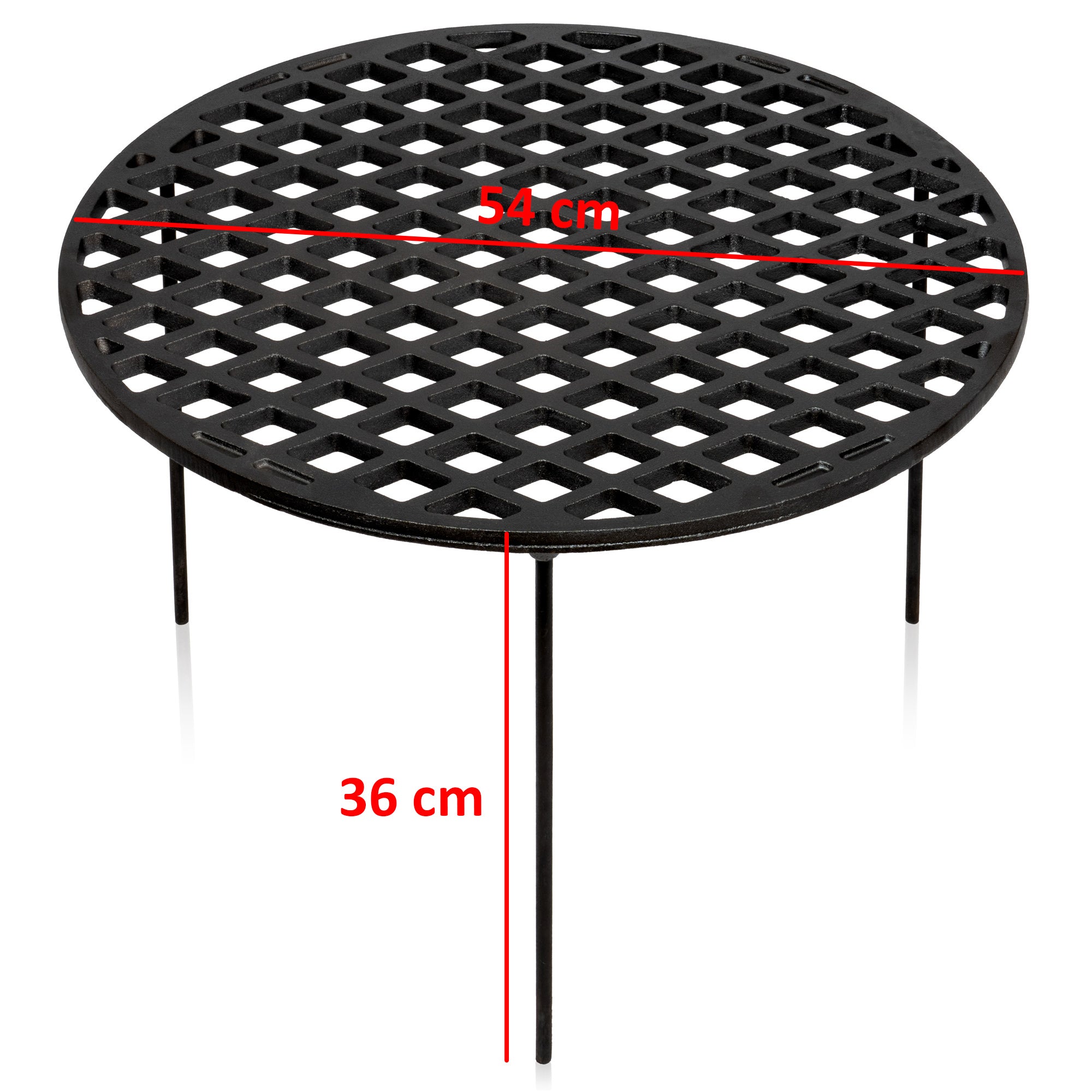 Grille de barbecue en fonte, à 3 pieds, ronde