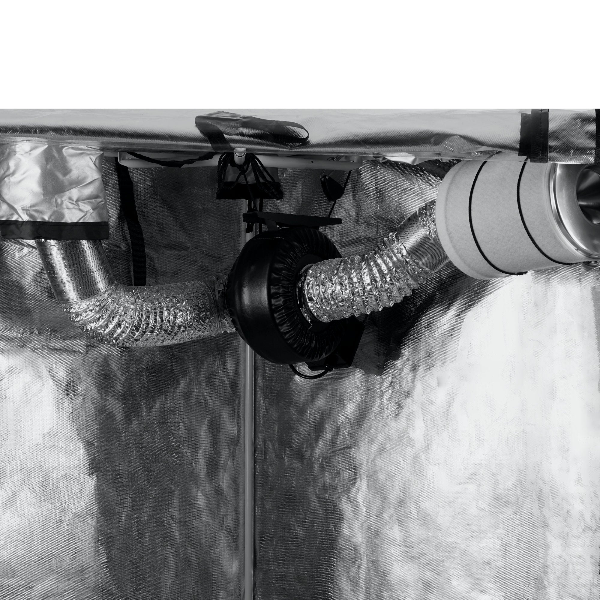 Kit de culture « Premium », Ø100 mm, comprenant un extracteur d’air, un filtre à charbon actif et un tuyau flexible.