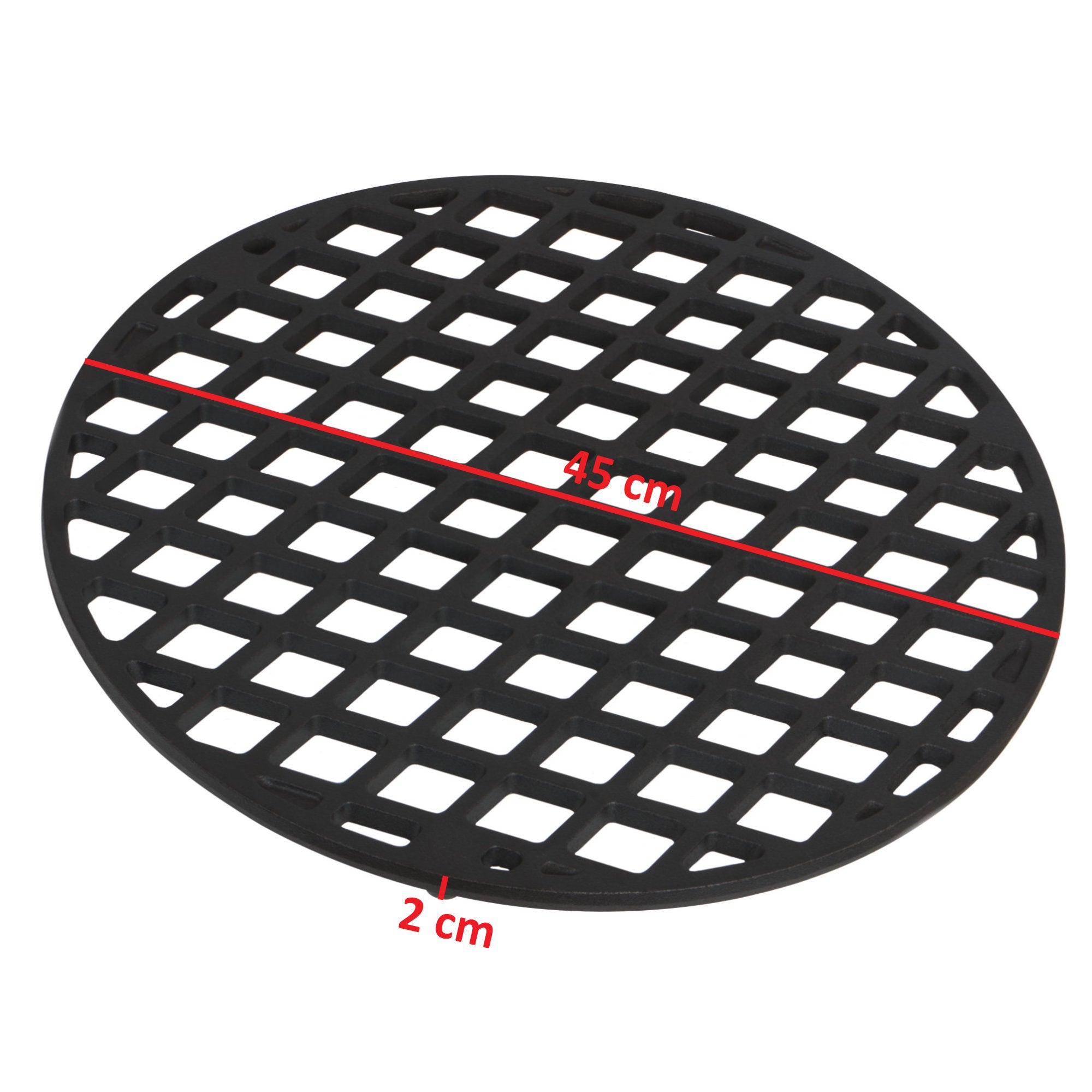 Grille de barbecue, Ø 45 cm, en fonte pré-culottée, pour barbecue à charbon de bois Ø 47 cm