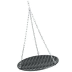 Grille de barbecue, Ø 54 cm, en fonte pré-culottée, avec système de suspension par corde.