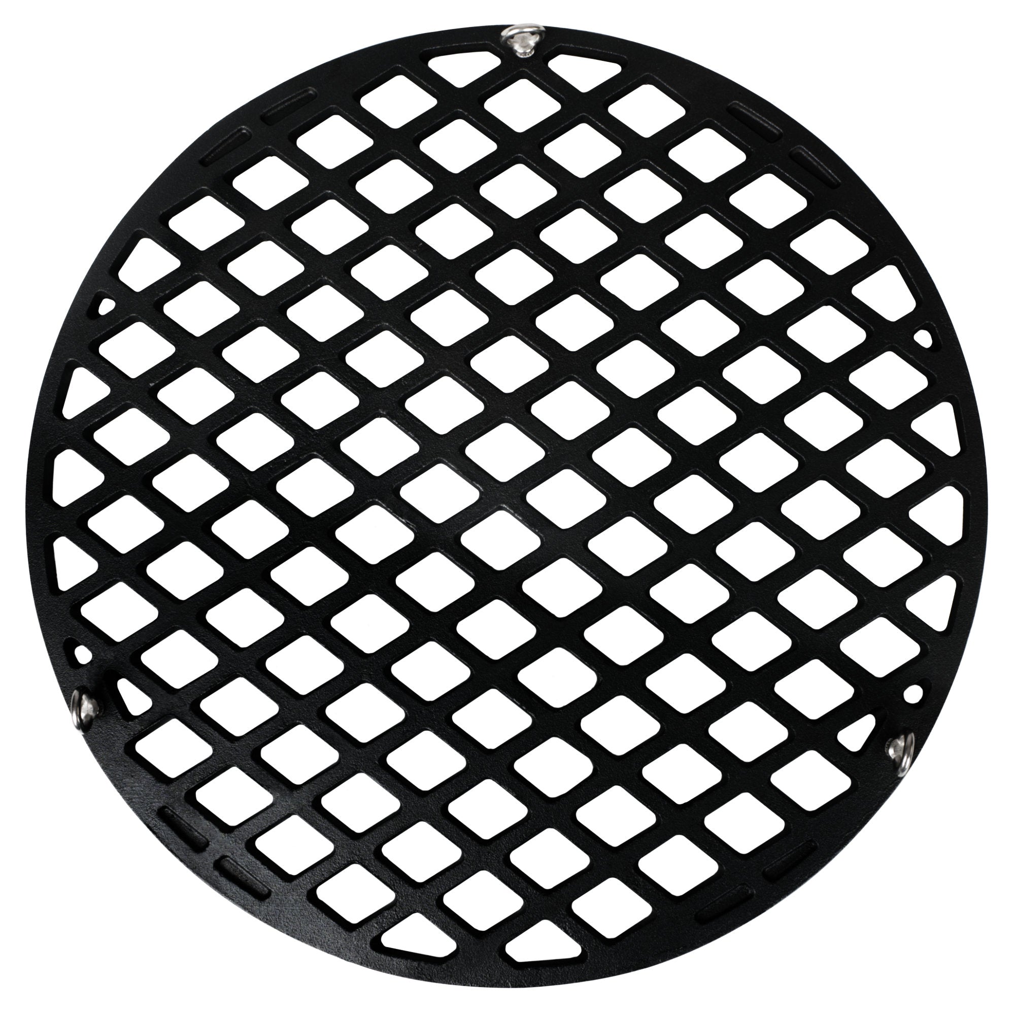Grille de barbecue, Ø 54 cm, en fonte pré-culottée, avec système de suspension par corde.