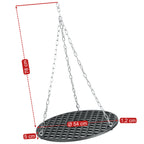 Grille de barbecue, Ø 54 cm, en fonte pré-culottée, avec système de suspension par corde.