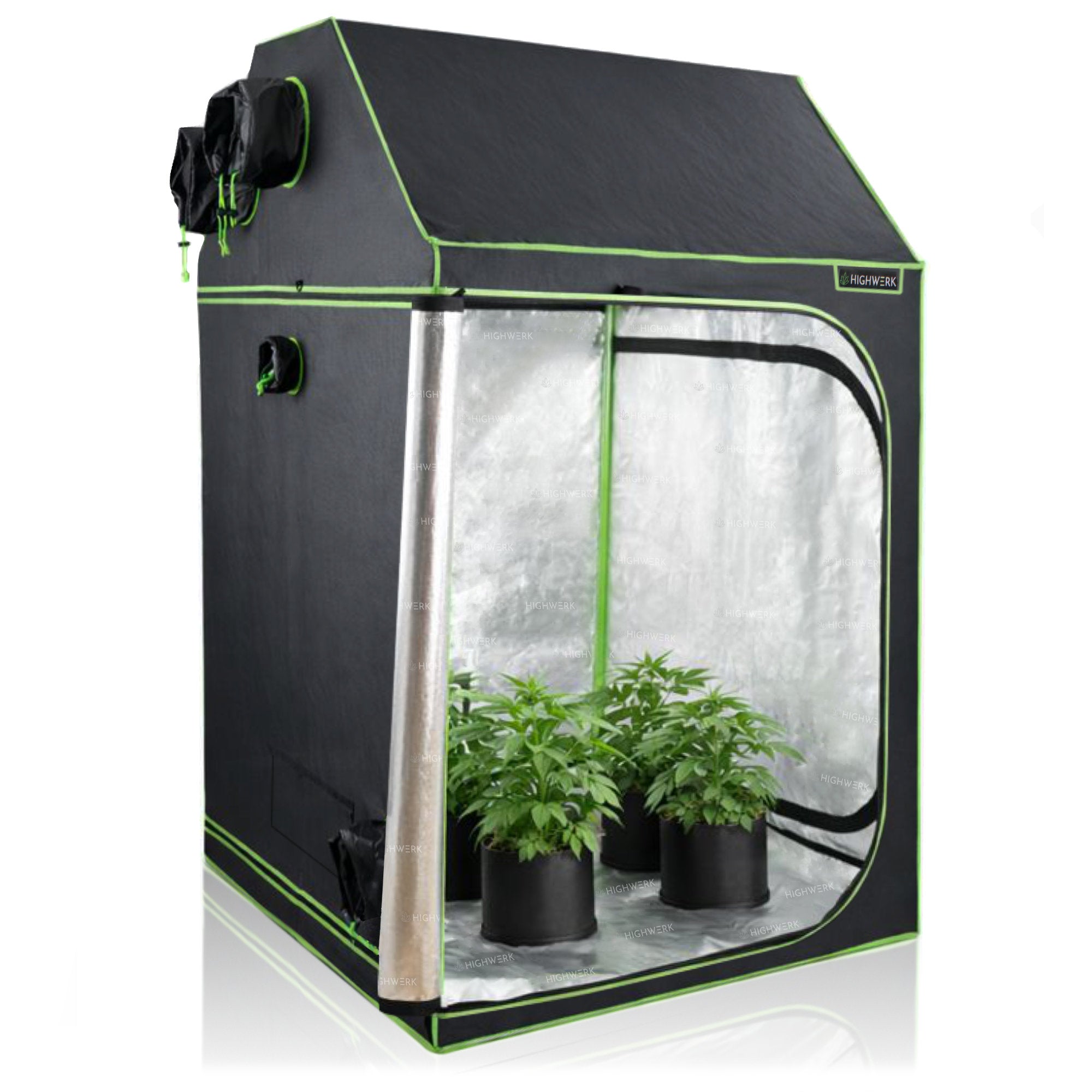 Zuchtzelt, 120 x 120 x 180 cm, schwarz/grün, Pflanzenzucht Indoor