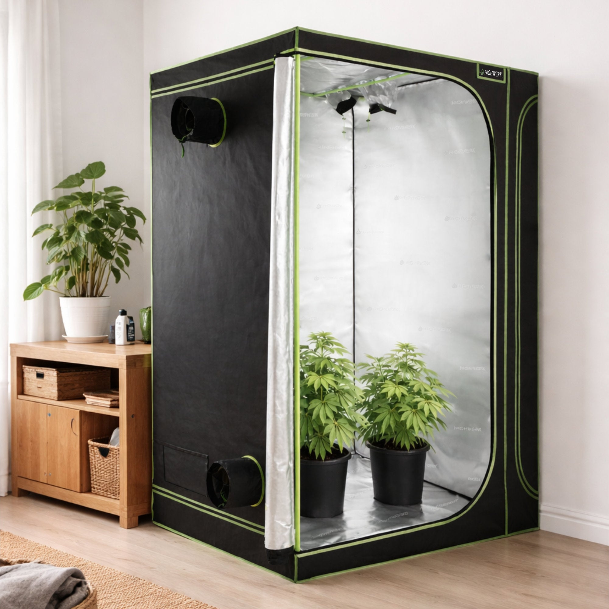 zucht zelt Zuchtzelt, 160 x 120 x 205 cm, schwarz/grün, Pflanzenzucht Indoor – CS-Trading