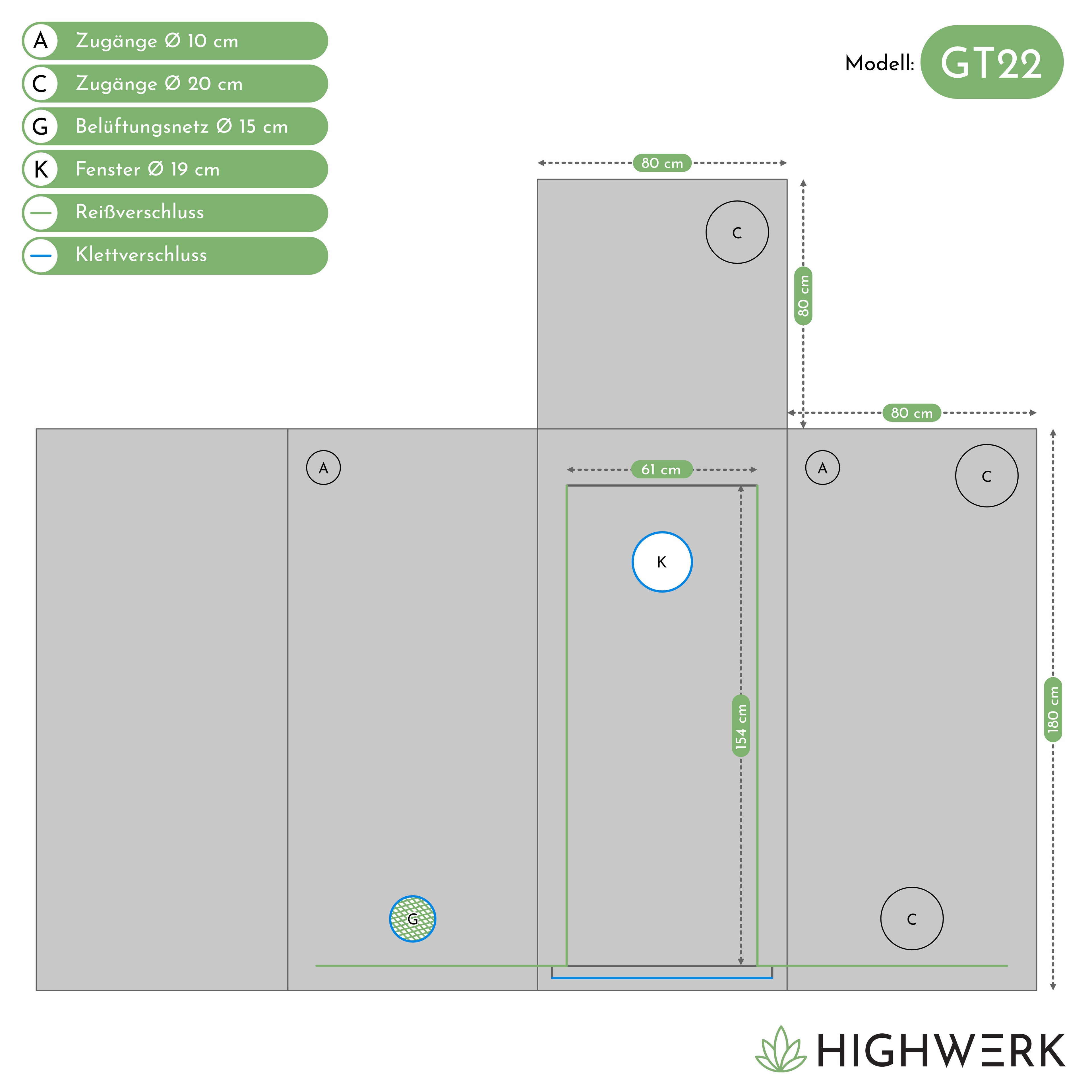 Grow tent, black/green, indoor plant cultivation