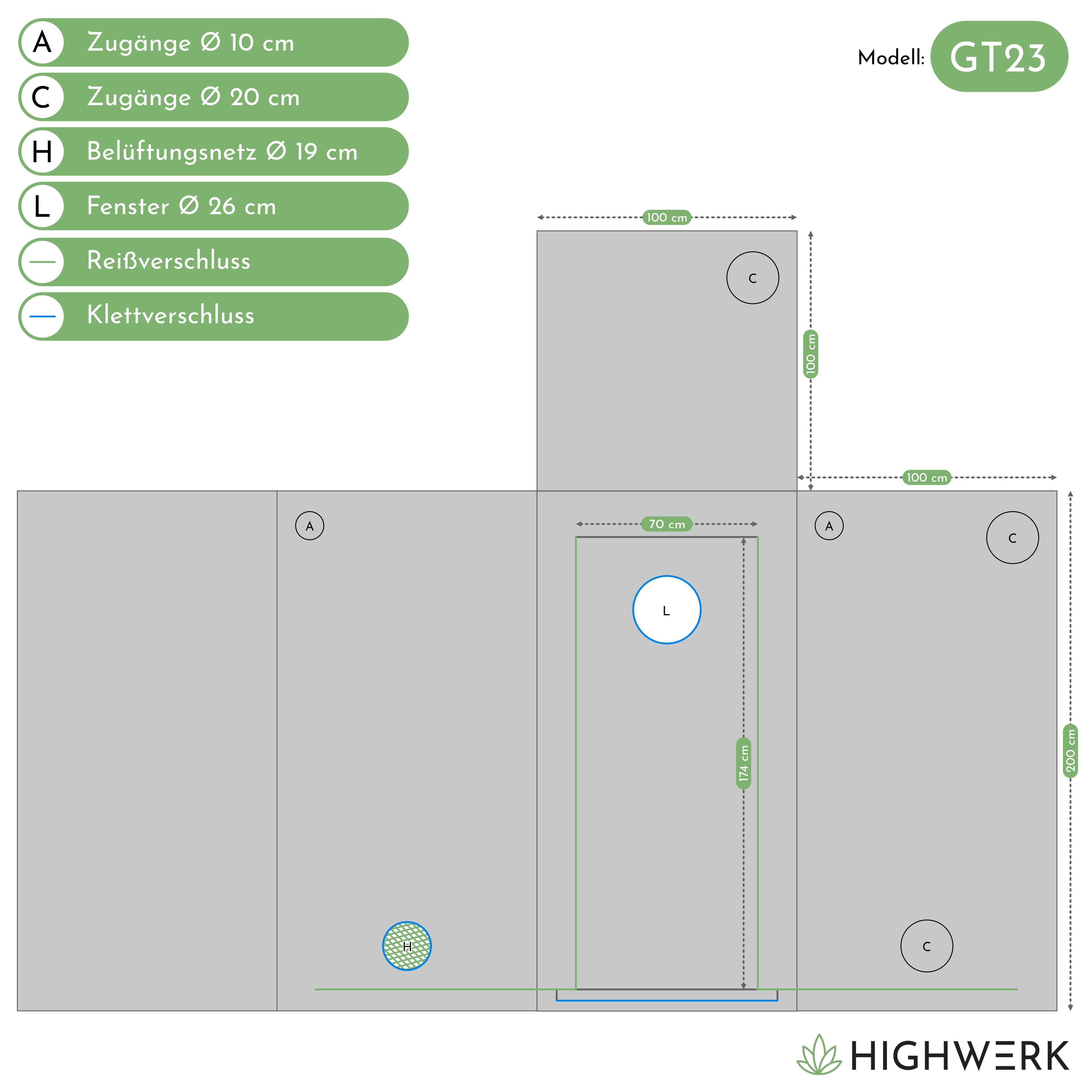 Grow tent, black/green, indoor plant cultivation