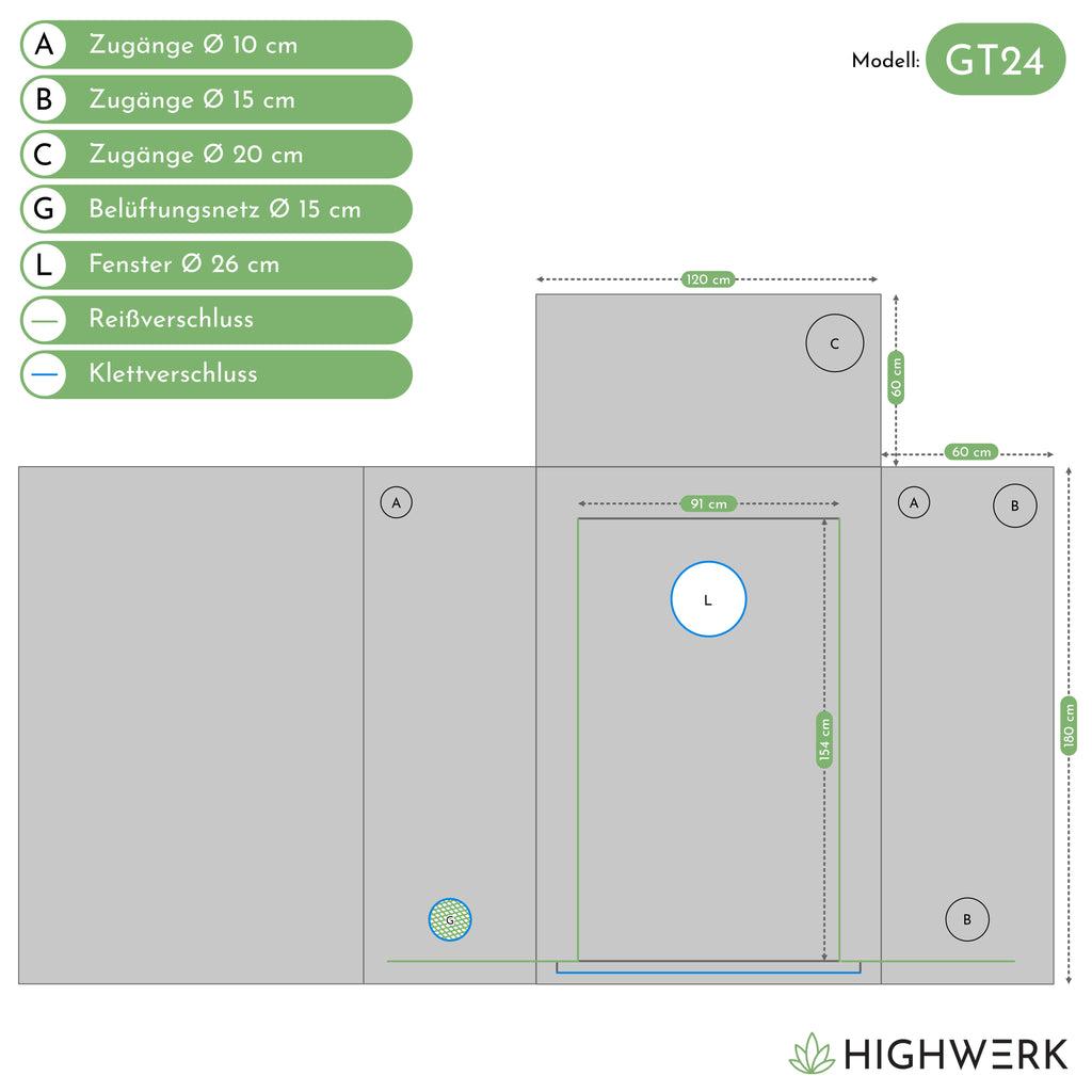 Grow tent, black/green, indoor plant cultivation