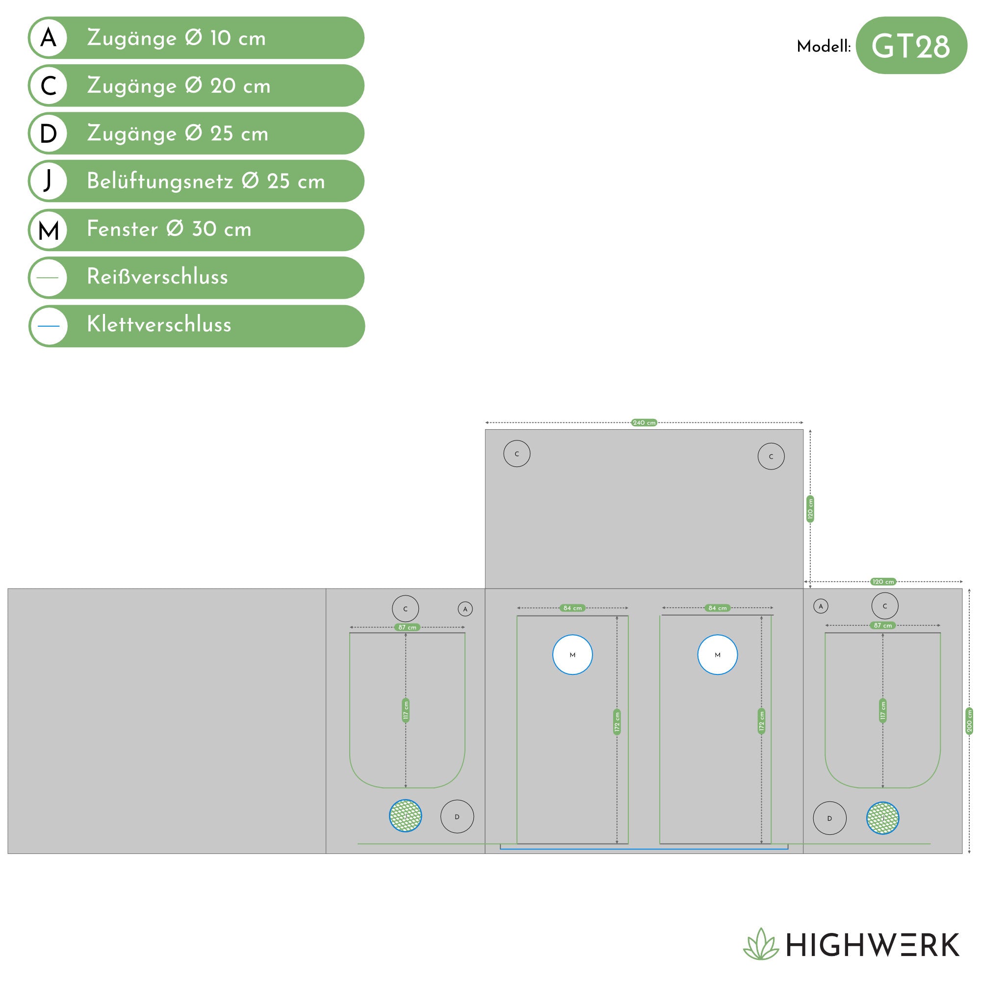Grow tent, black/green, indoor plant cultivation