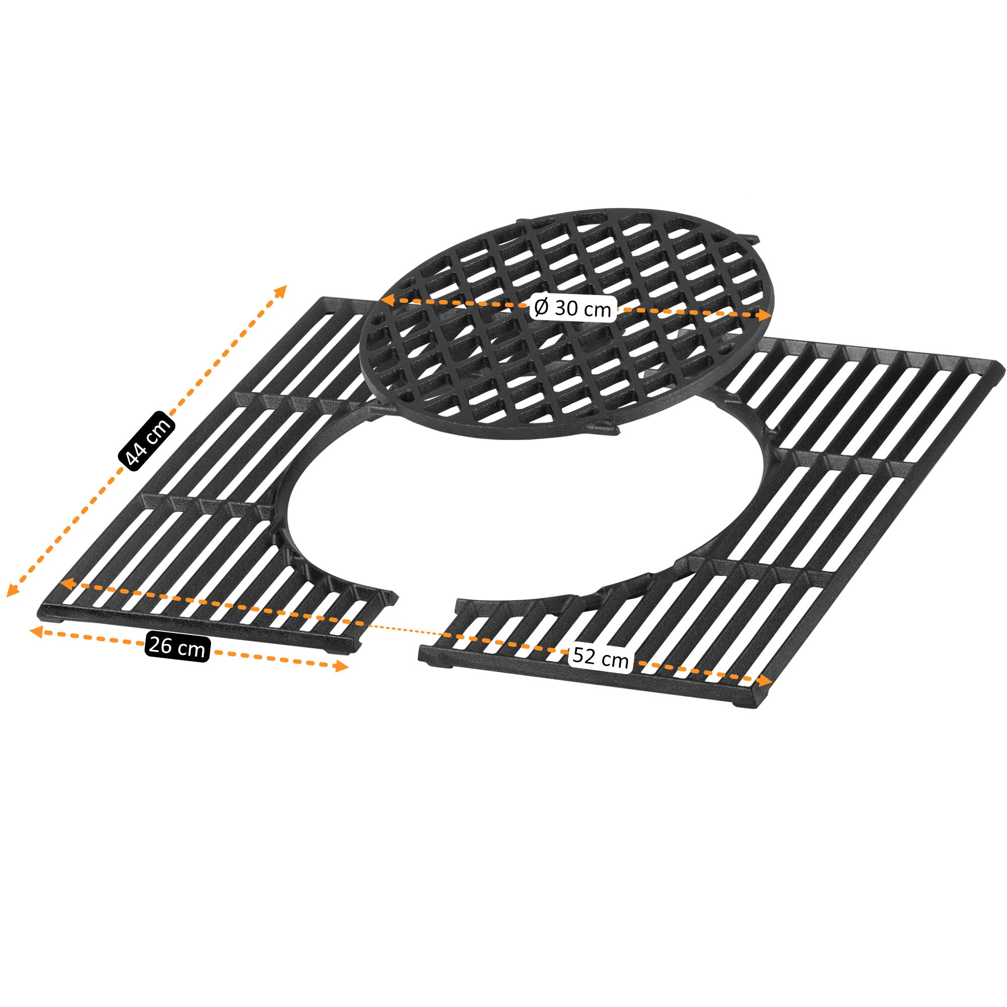 Système de grille de barbecue, en fonte, avec insert de grille.