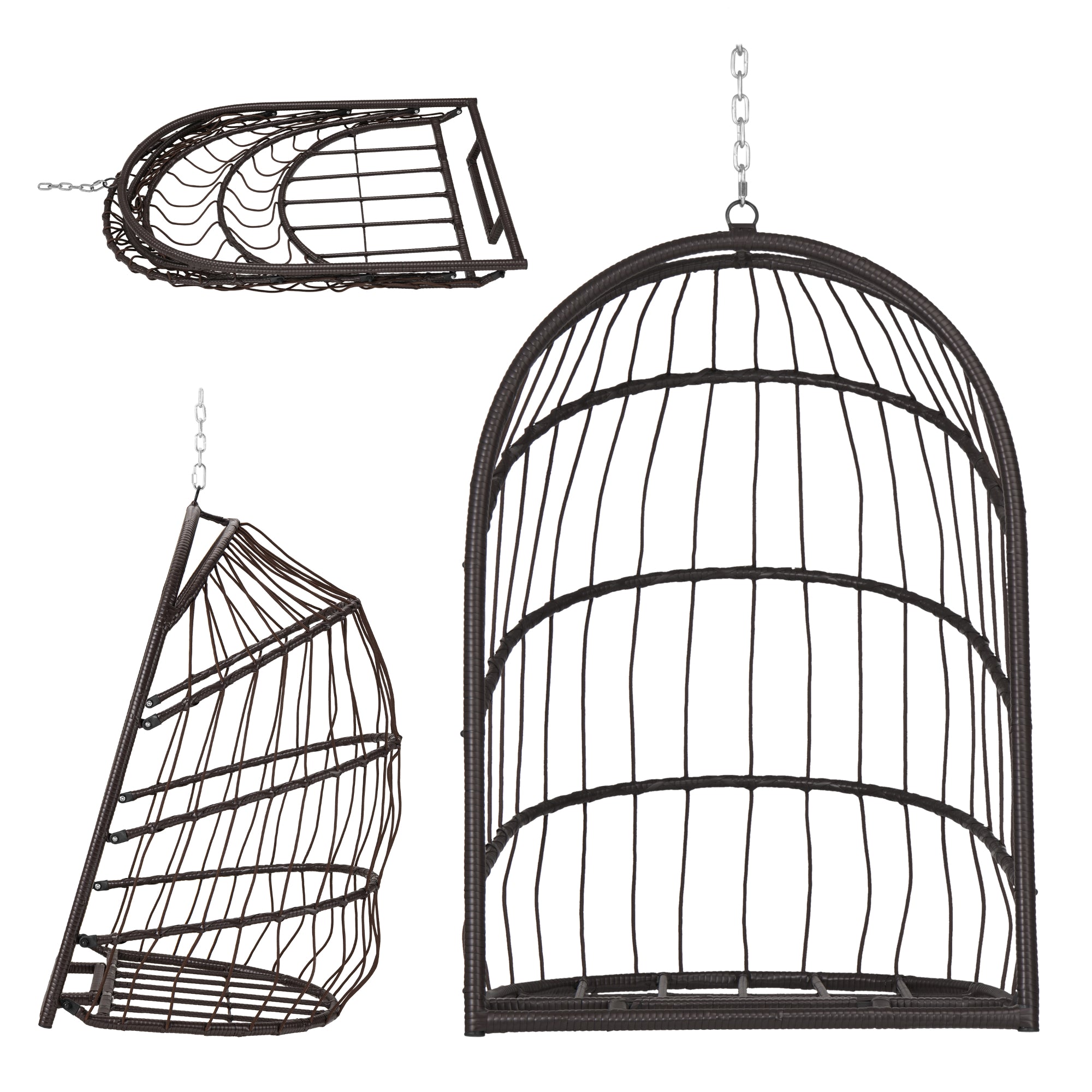 Hanging chair, flat seat, including frame