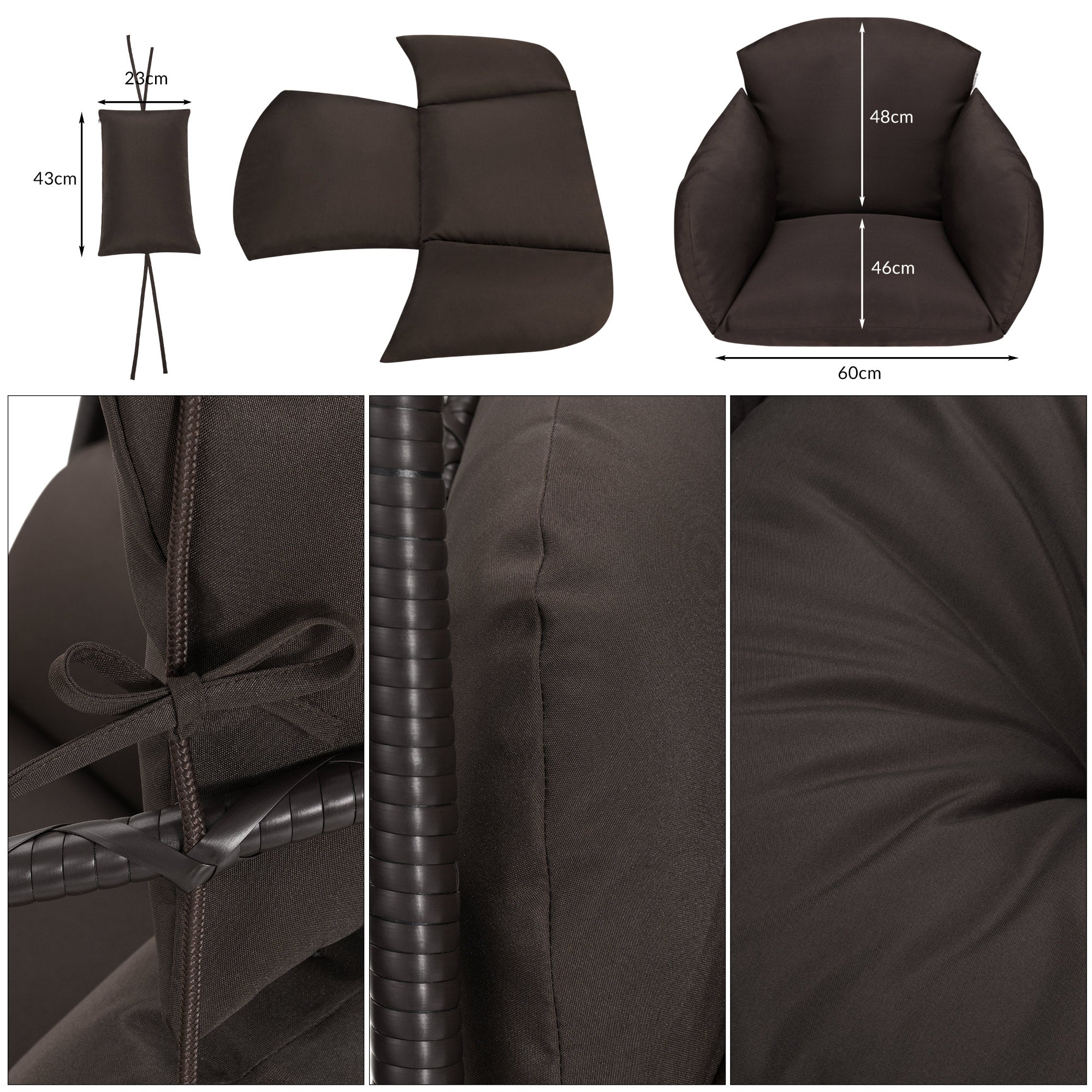 Hanging chair, flat seat, including frame