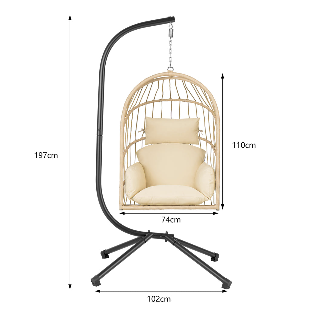 Hanging chair, flat seat, including frame