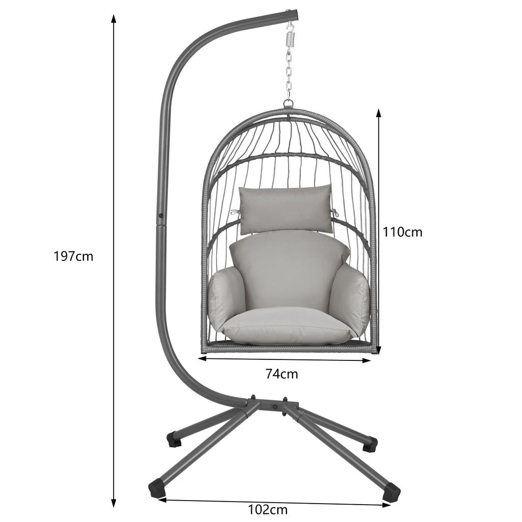 Hanging chair, flat seat, including frame