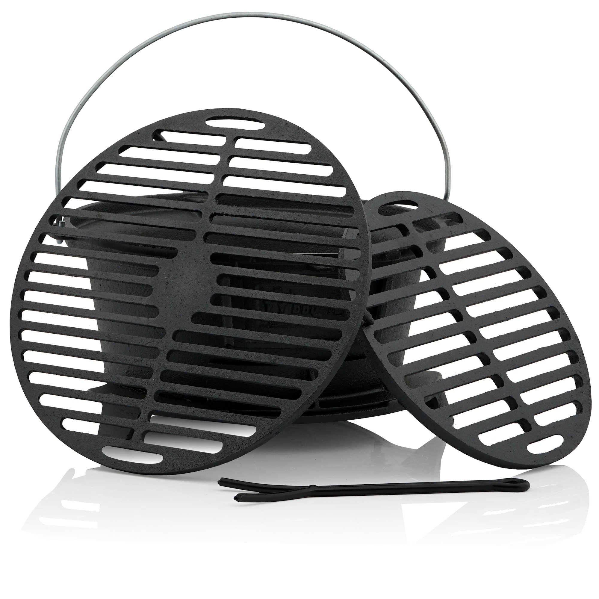 Marmite à griller en fonte, avec grille de style Hibachi,