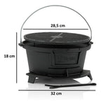 Marmite à griller en fonte, avec grille de style Hibachi,