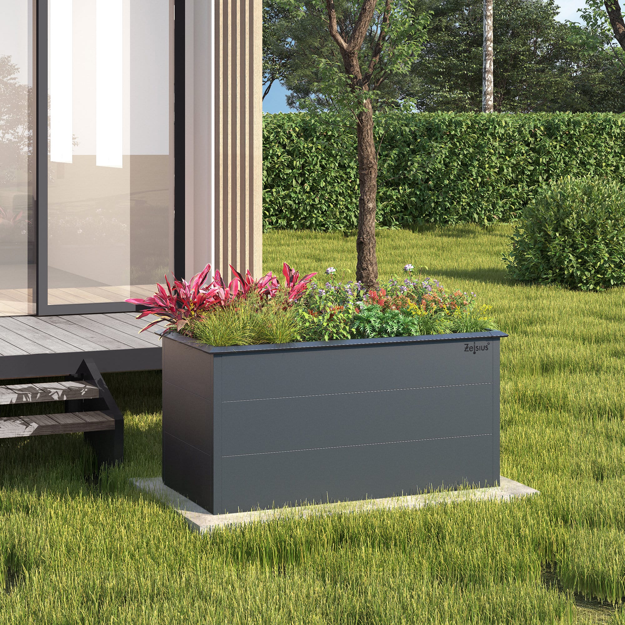 Carré potager, 100 x 50 x 77 cm, Gris anthracite RAL 7016