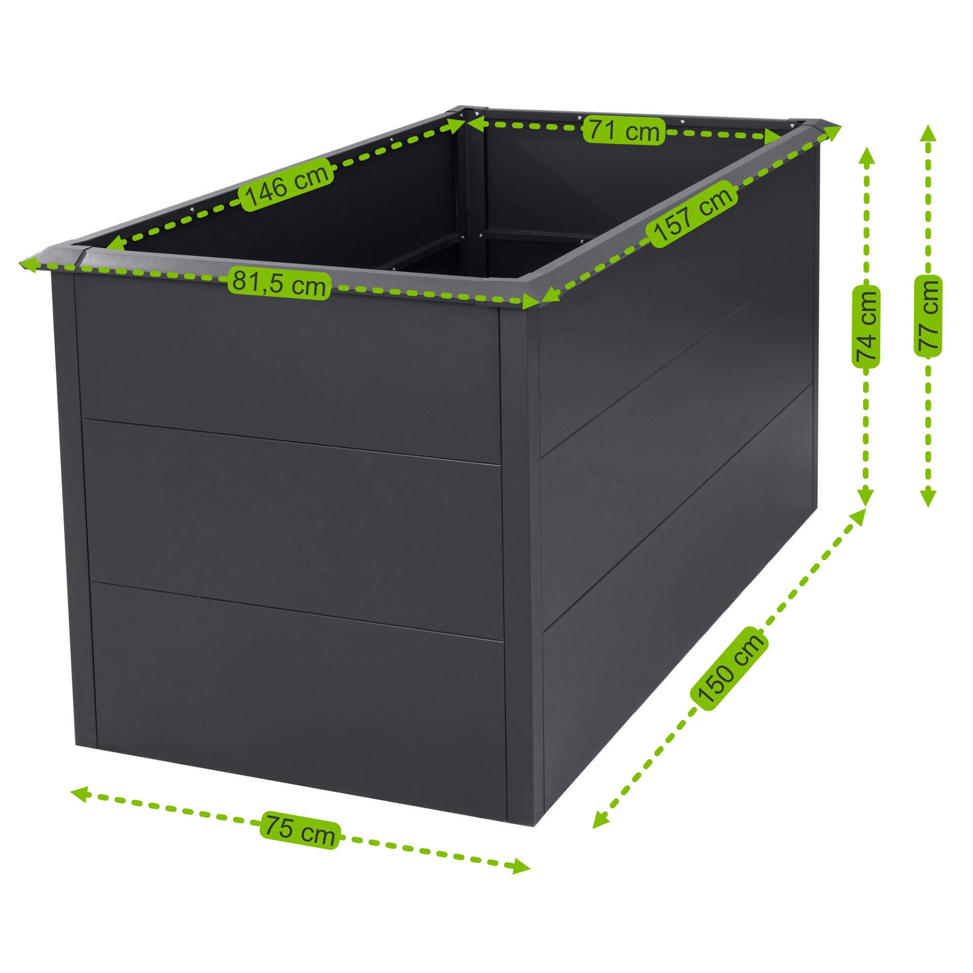 Potager surélevé, 150 x 75 x 77 cm