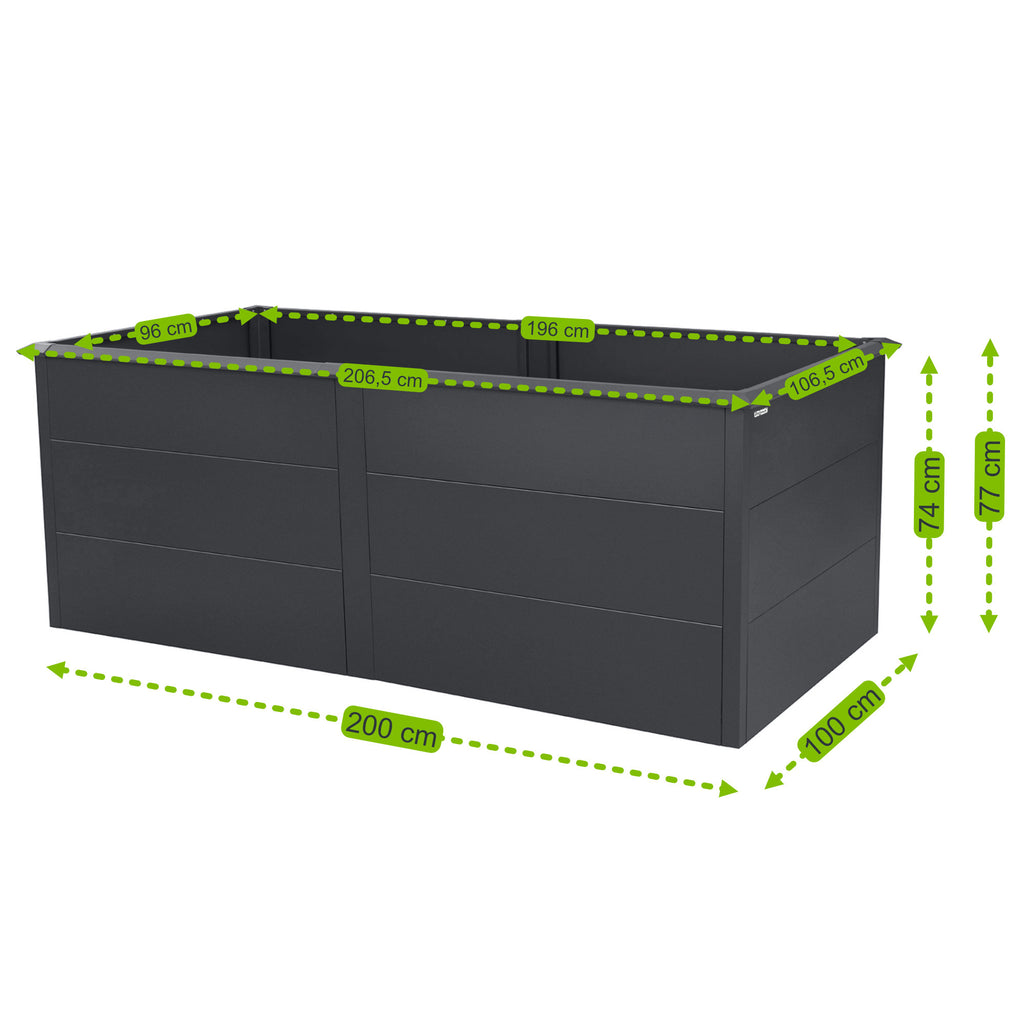 Potager surélevé, 200 x 100 x 77 cm