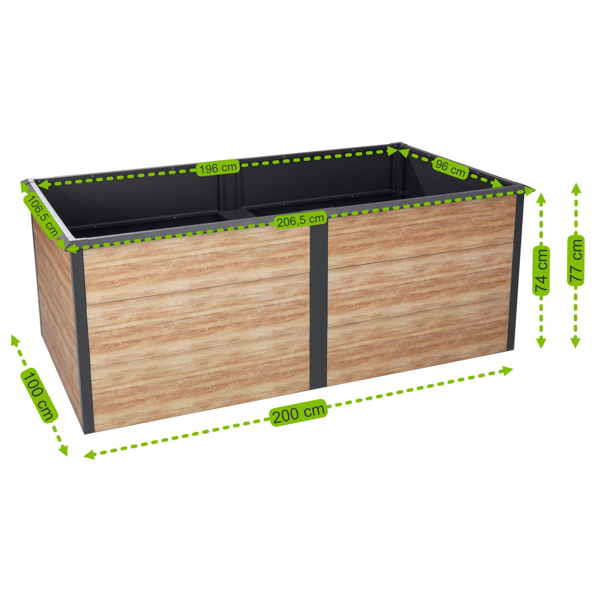 Potager surélevé, 200 x 100 x 77 cm
