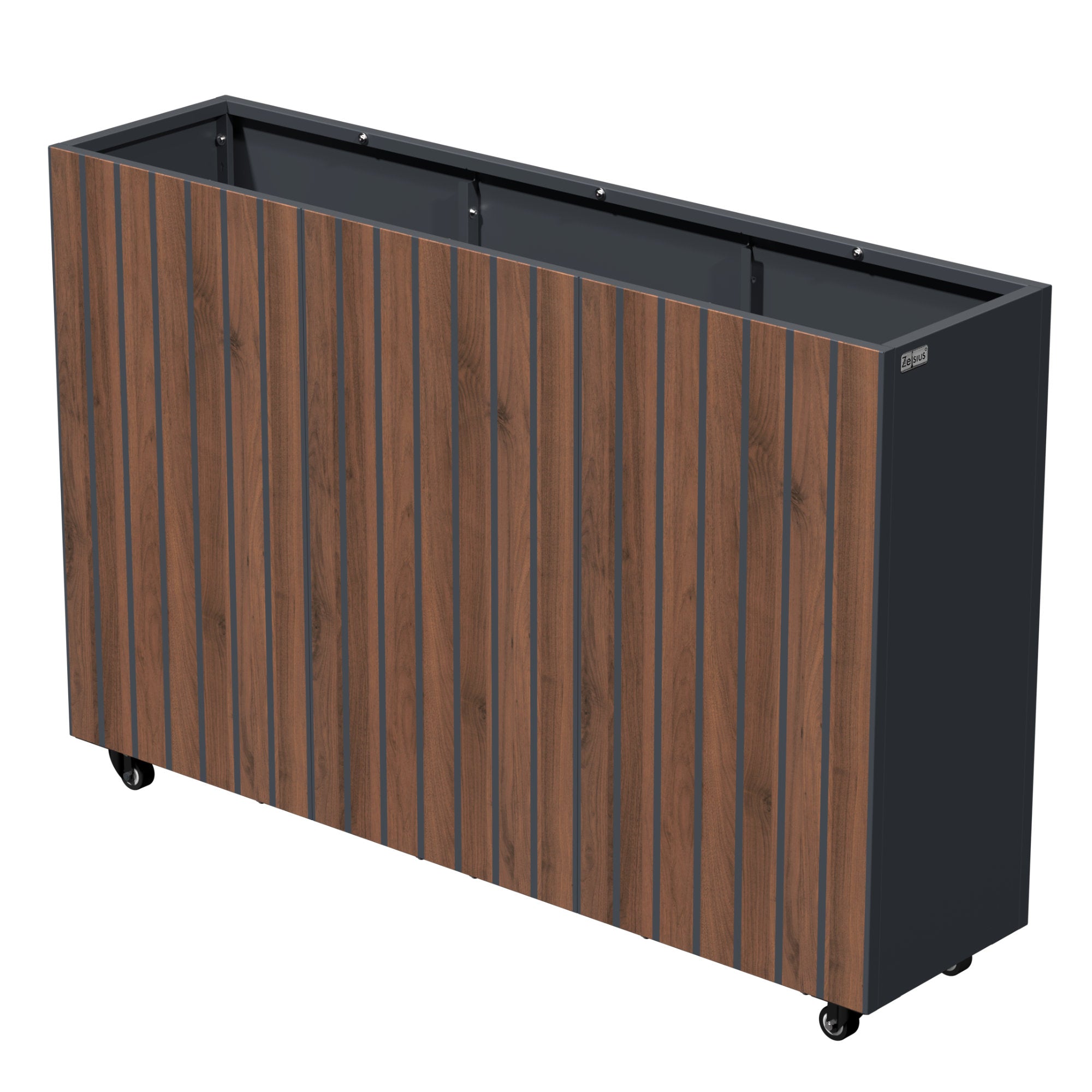 Hochbeet, 120 x 30 x 80 cm, Anthrazit RAL 7016, inkl. Rollen