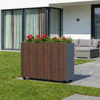 Carré potager surélevé, 120 x 30 x 80 cm, anthracite RAL 7016, roulettes incluses