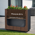 Carré potager surélevé, 120 x 30 x 80 cm, anthracite RAL 7016, roulettes incluses