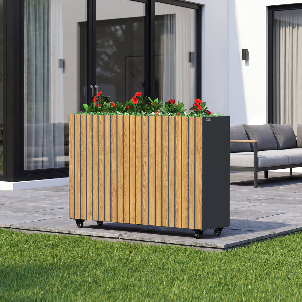 Raised bed, 120 x 30 x 80 cm, Anthracite RAL 7016, incl. castors