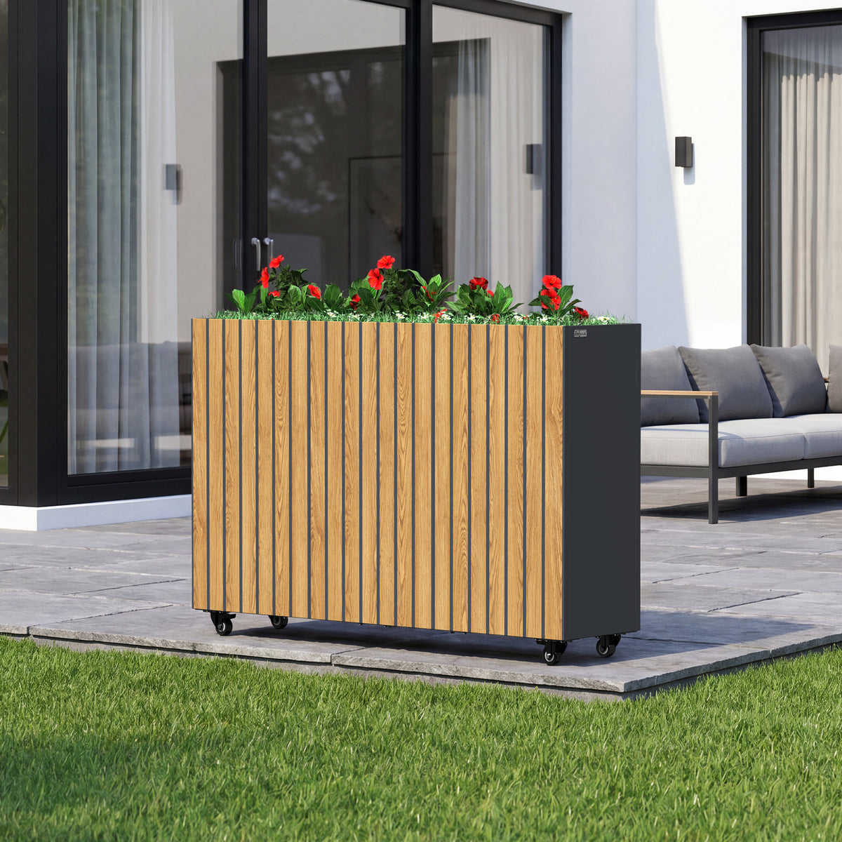 Raised bed, 120 x 30 x 80 cm, Anthracite RAL 7016, incl. castors