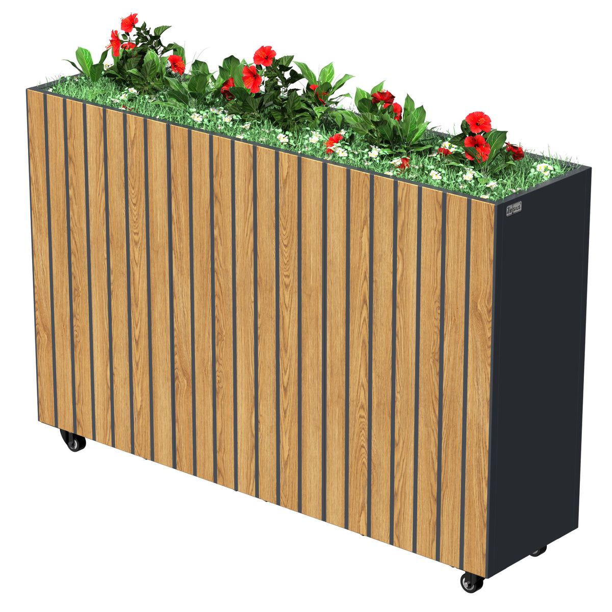 Hochbeet, 120 x 30 x 80 cm, Anthrazit RAL 7016, inkl. Rollen