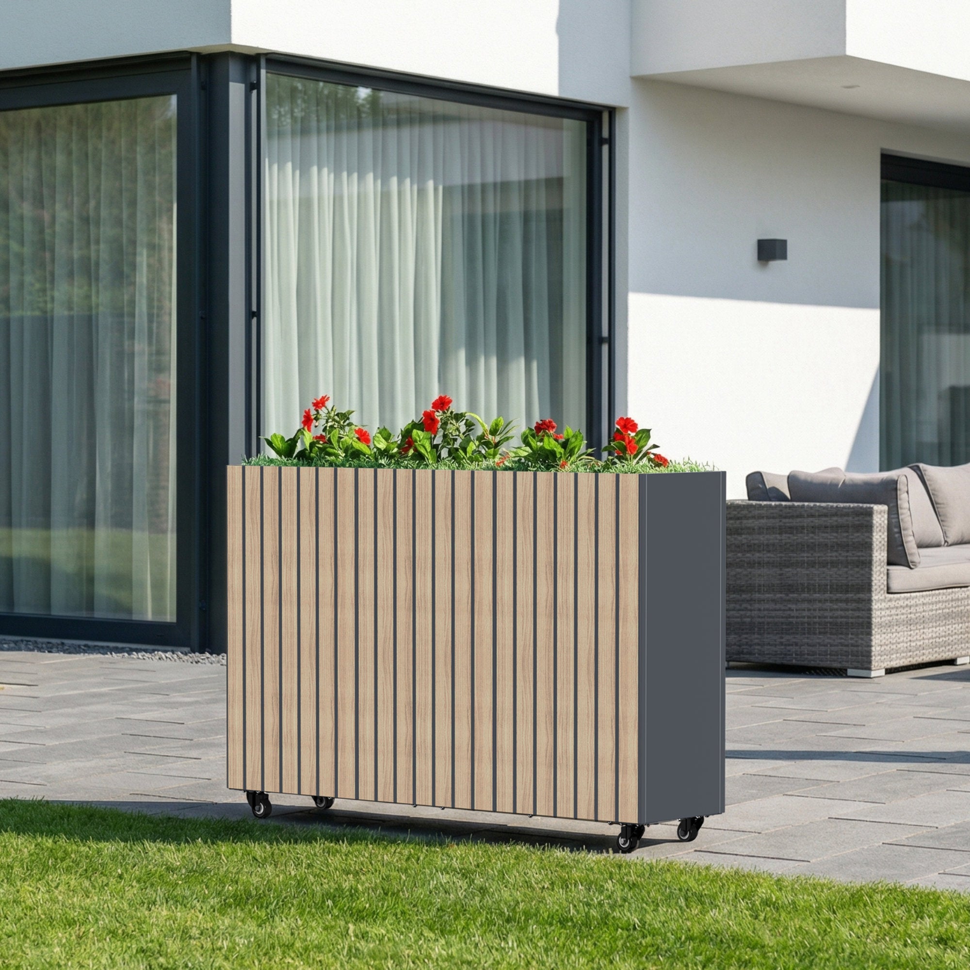 Hochbeet, 120 x 30 x 80 cm, Anthrazit RAL 7016, inkl. Rollen