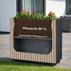 Carré potager surélevé, 120 x 30 x 80 cm, anthracite RAL 7016, roulettes incluses