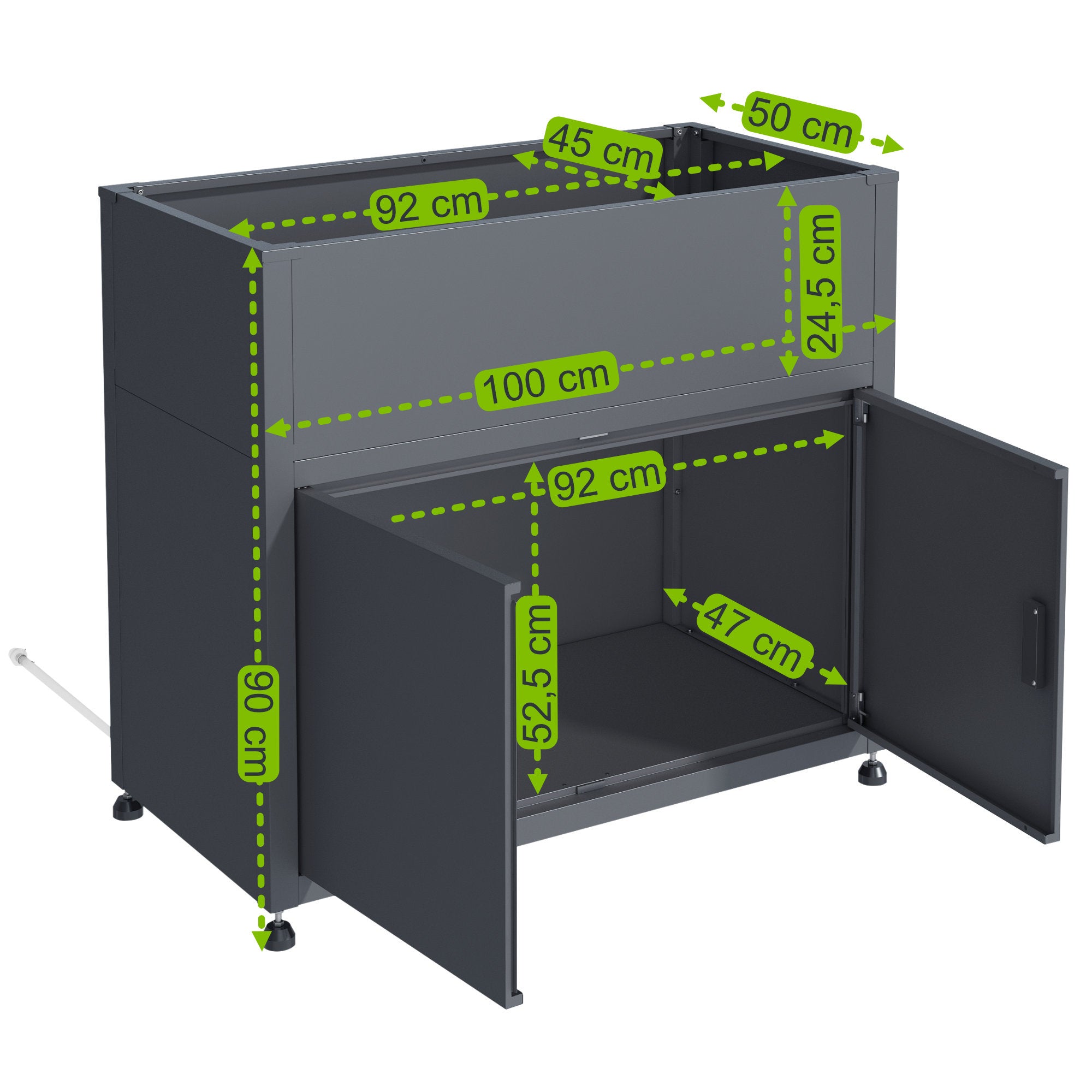 Hochbeet, 100 x 50 x 90 cm, Anthrazit RAL 7016, inkl. Stauraum