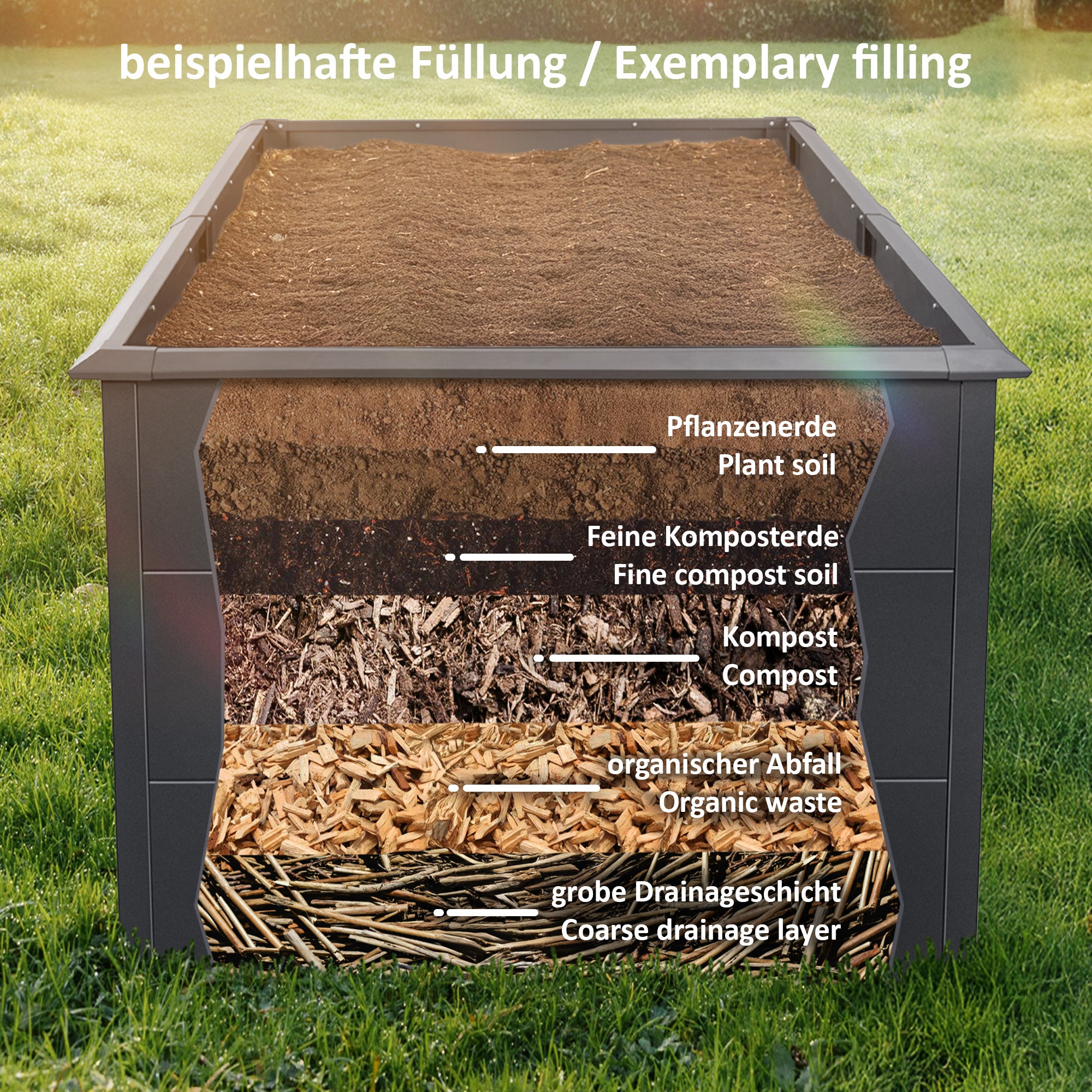 Potager surélevé, 200 x 100 x 77 cm