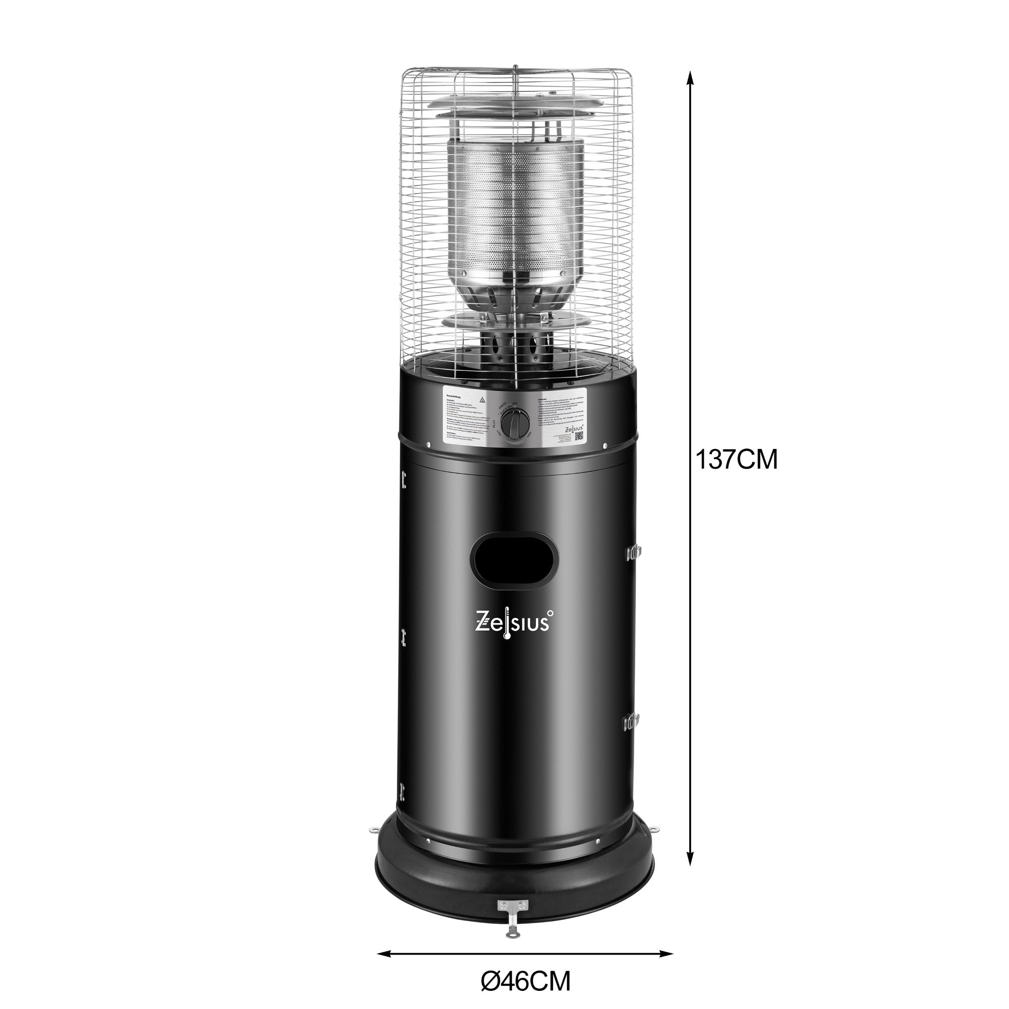 Gas patio heater "Zermatt", Ø 46cm x 137cm, 11 kW