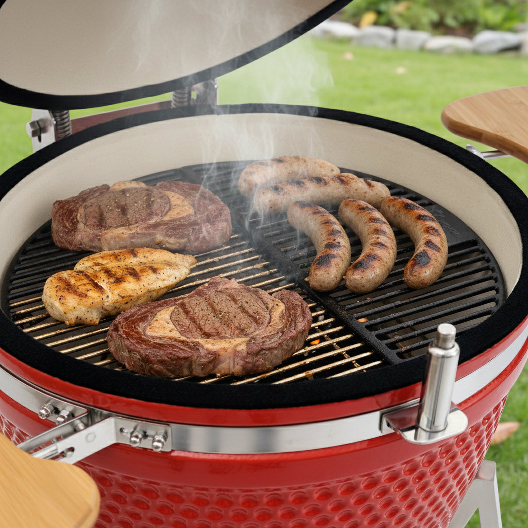 Grille pour barbecue Kamado en céramique, Ø 52 cm, en fonte émaillée