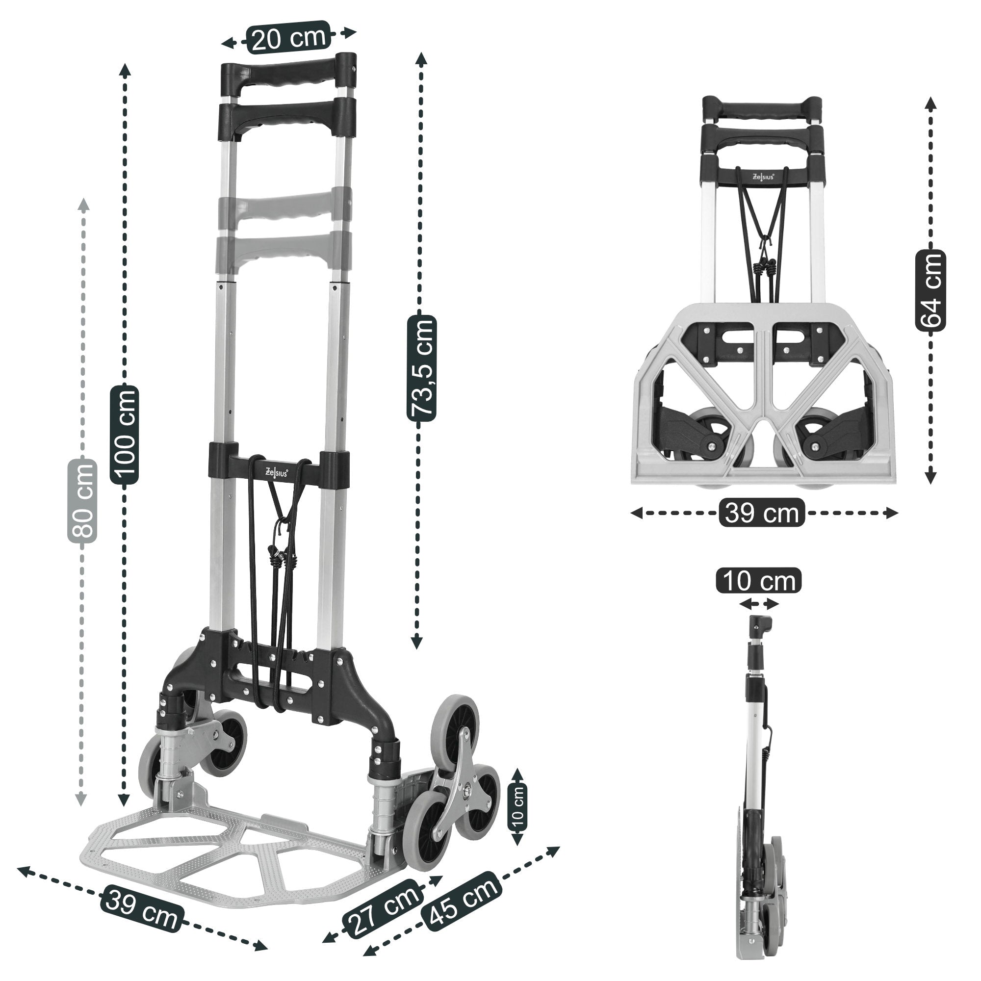 Hand truck, up to 75 kg, foldable, stair climber