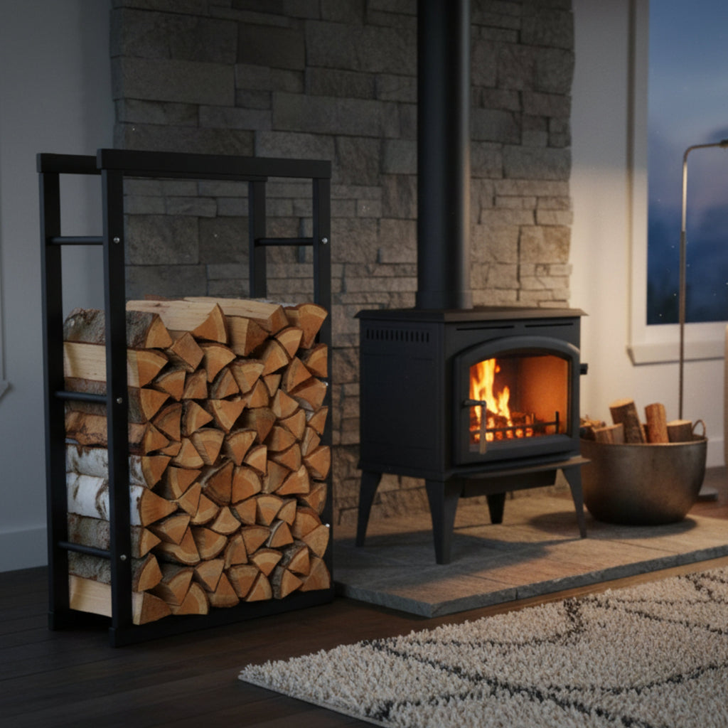 Firewood rack, for indoor and outdoor use