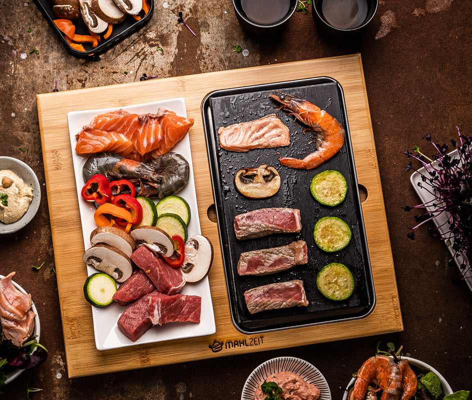 Ensemble de pierres de lave, 4 pièces, comprenant une pierre chaude, une plaque et une planche en bois.