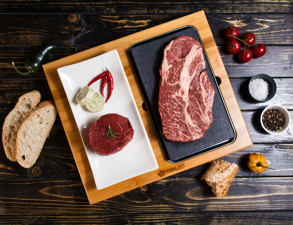 Ensemble de pierres de lave, 4 pièces, comprenant une pierre chaude, une plaque et une planche en bois.