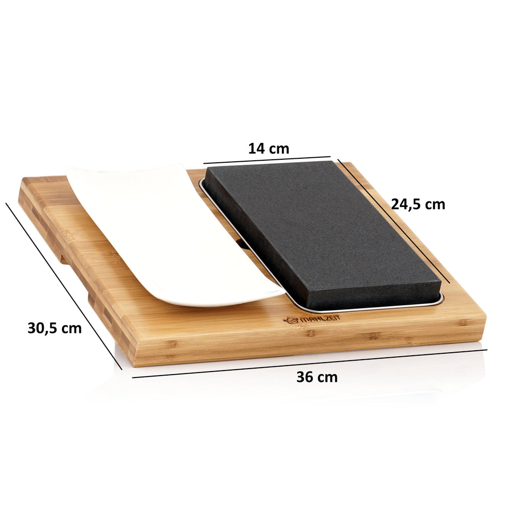 Ensemble de pierres de lave, 4 pièces, comprenant une pierre chaude, une plaque et une planche en bois.