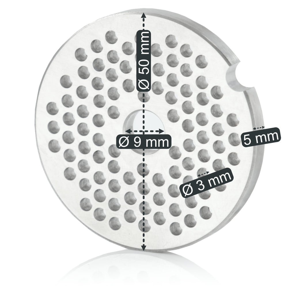 Lochscheibe für Fleischwolf, Ø 5 cm, Löcher Ø 3 mm