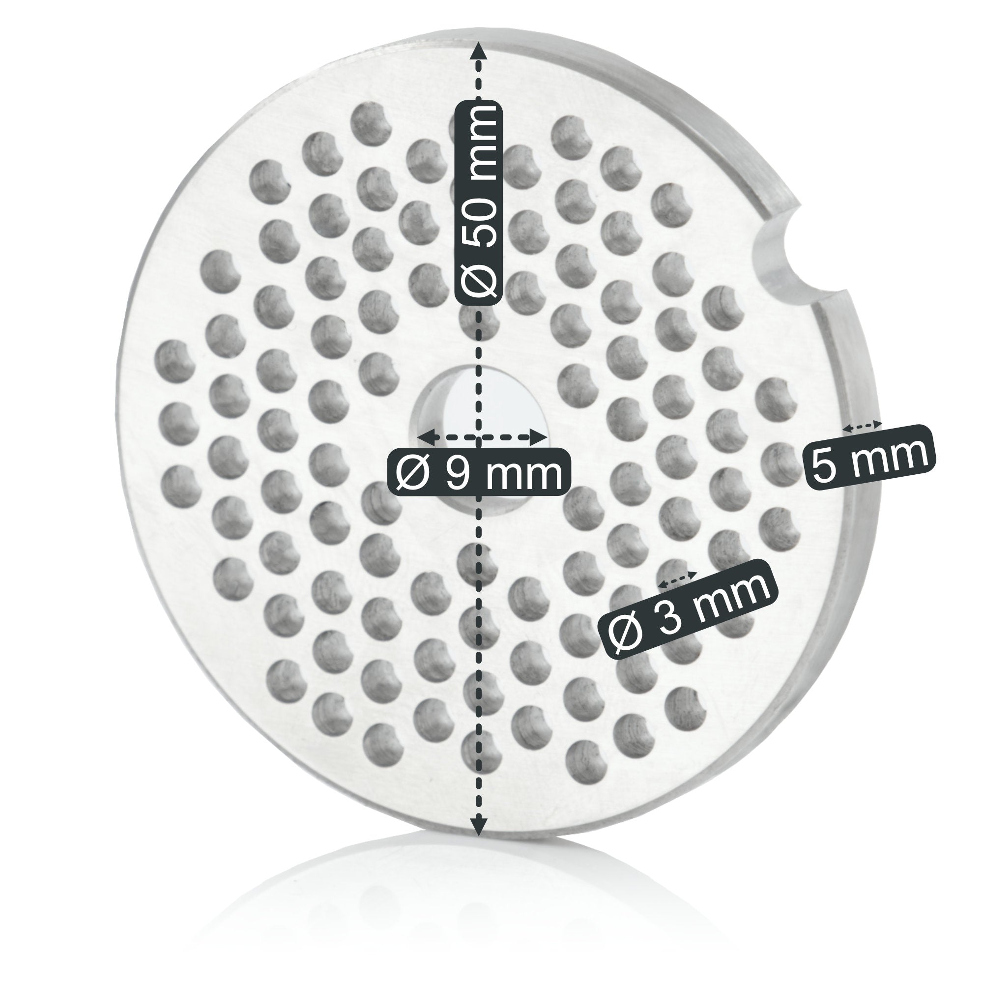 Disque perforé pour hachoir à viande, Ø 5 cm, trous Ø 3 mm