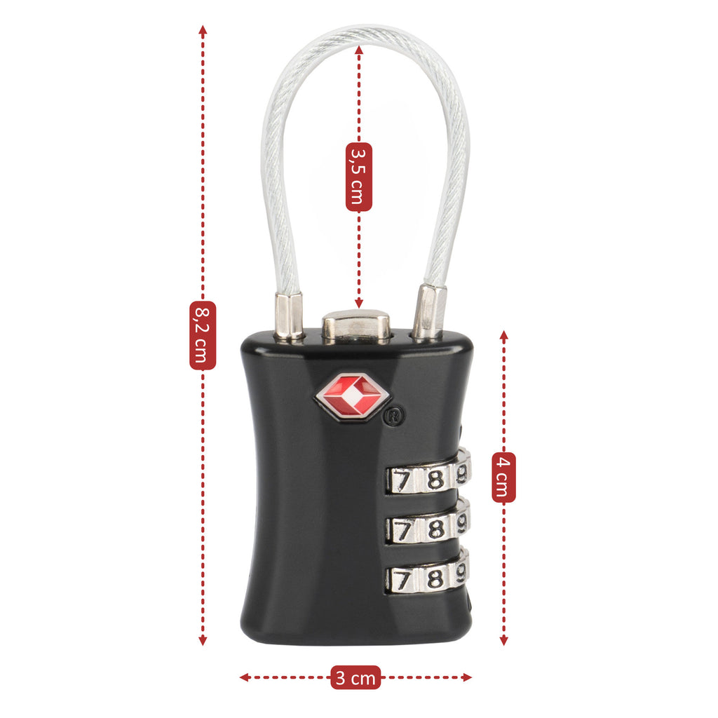 Cadenas à combinaison TSA, cadenas en zinc à 3 chiffres avec code numérique