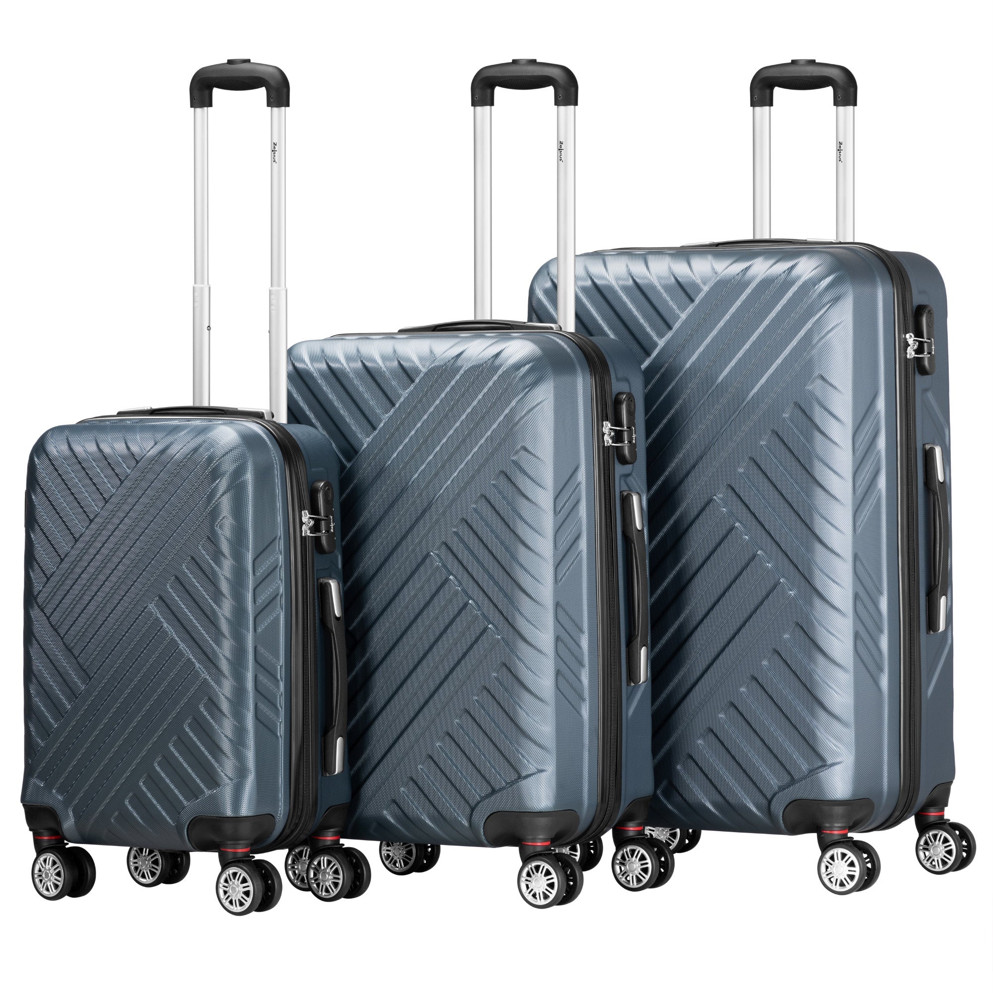 Herringbone suitcases, set of 3, ABS travel suitcases, with combination lock