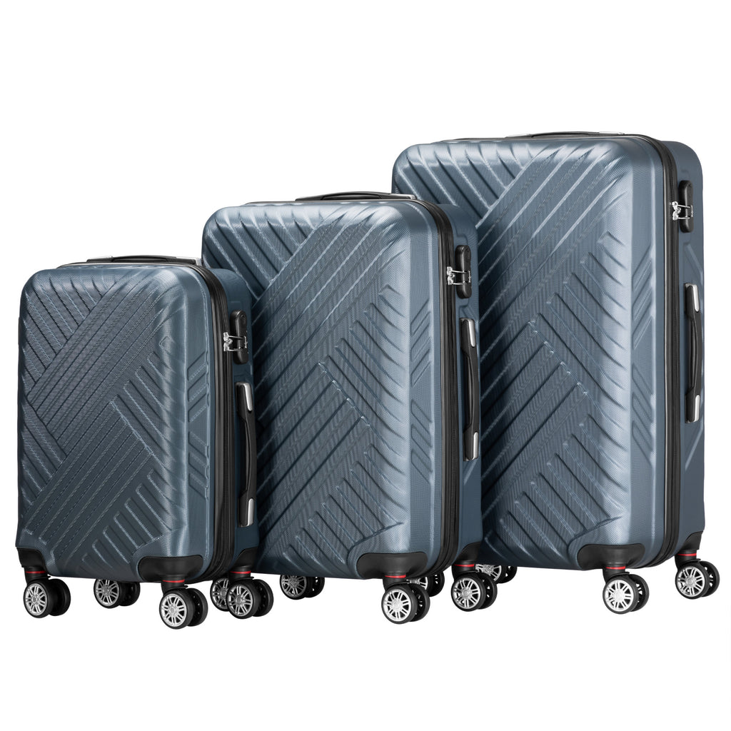 Herringbone suitcases, set of 3, ABS travel suitcases, with combination lock