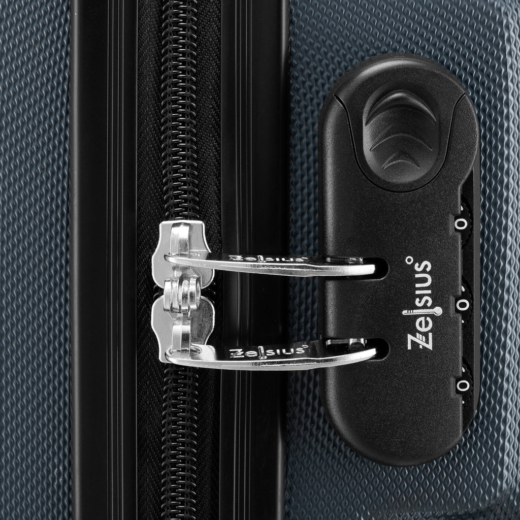 Herringbone suitcases, set of 3, ABS travel suitcases, with combination lock