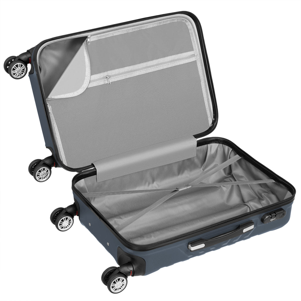 Herringbone suitcases, set of 3, ABS travel suitcases, with combination lock