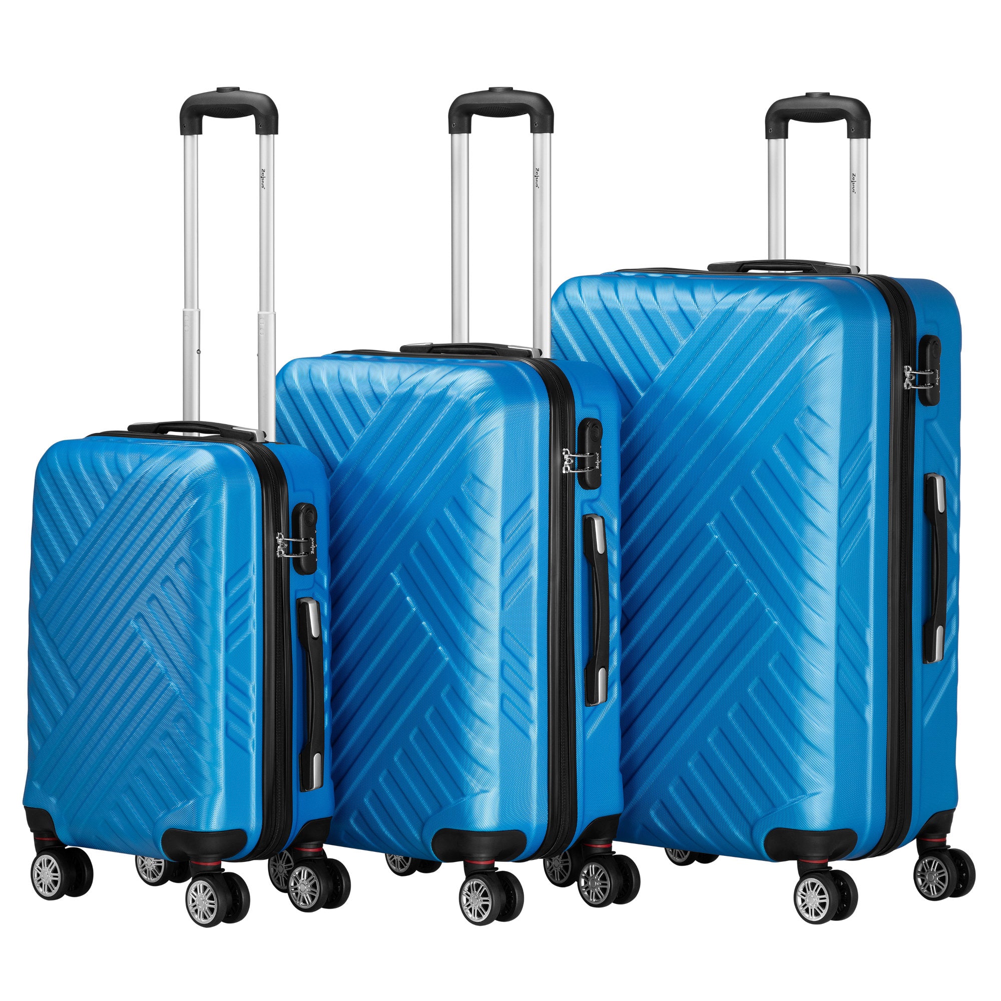 Herringbone suitcases, set of 3, ABS travel suitcases, with combination lock
